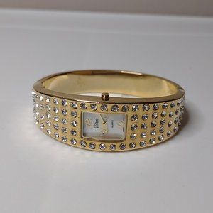 Pretty Gold Tone Vivani Hinged Bracelet Watch